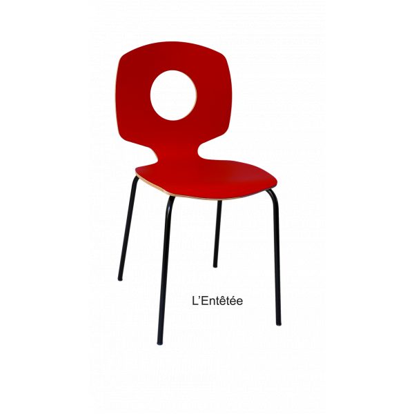 chaise entêtée tsé tsé amusante rouge arrondie indoor outdoor décoration bois hêtre tsé tsé piko edition